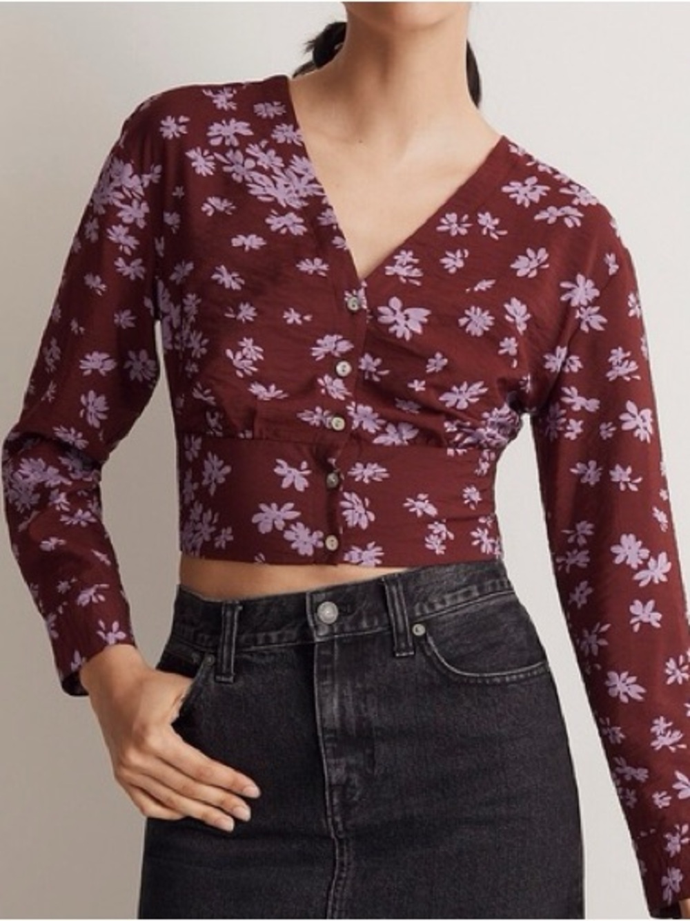 Madewell V Neck Button Front Shirt